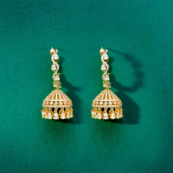 Cz Classic Jhumki With 2 Tone Rhodium Plating 434106