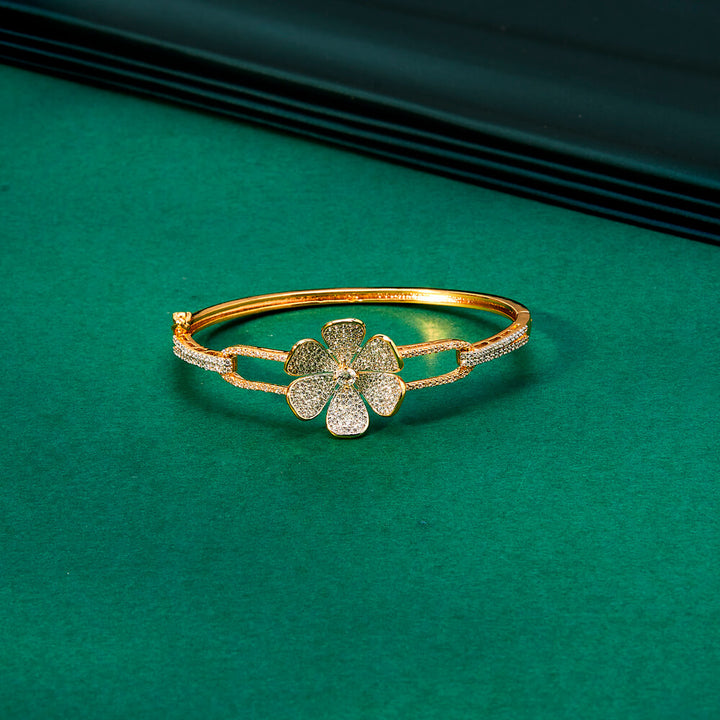 Cz Delicate Kada With 2 Tone Rhodium Plating 434128