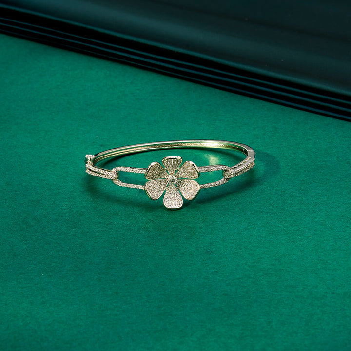 Cz Delicate Kada With 2 Tone Rhodium Plating 434128