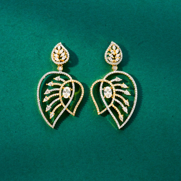 434135 Cz Classic Earring With Black 2 Tone Rhodium Plating