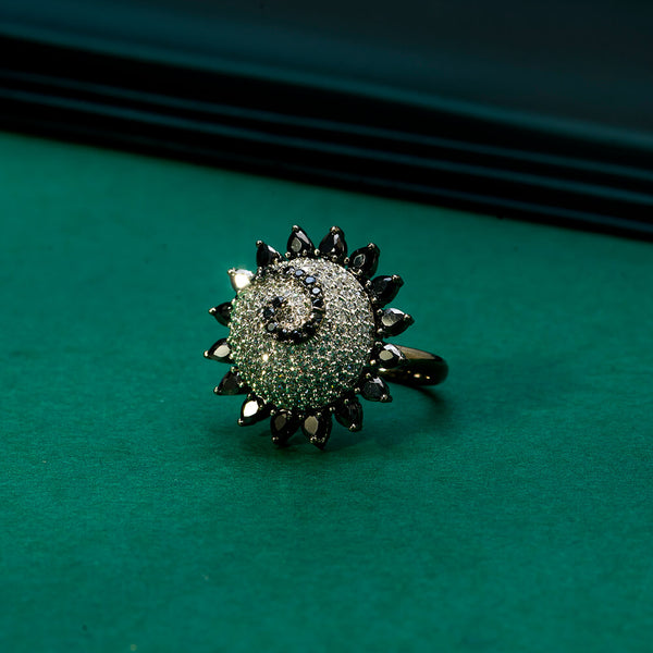 Cz Adjustable Ring With Black Plating 434149