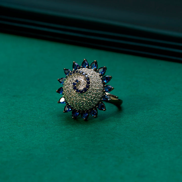 Cz Adjustable Ring With Black Plating 434149