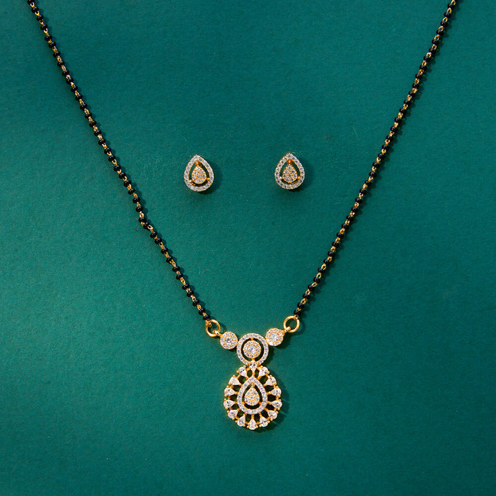 Cubic Zirconia Delicate Mangalsutra With 2 Tone Rhodium Plating 434203