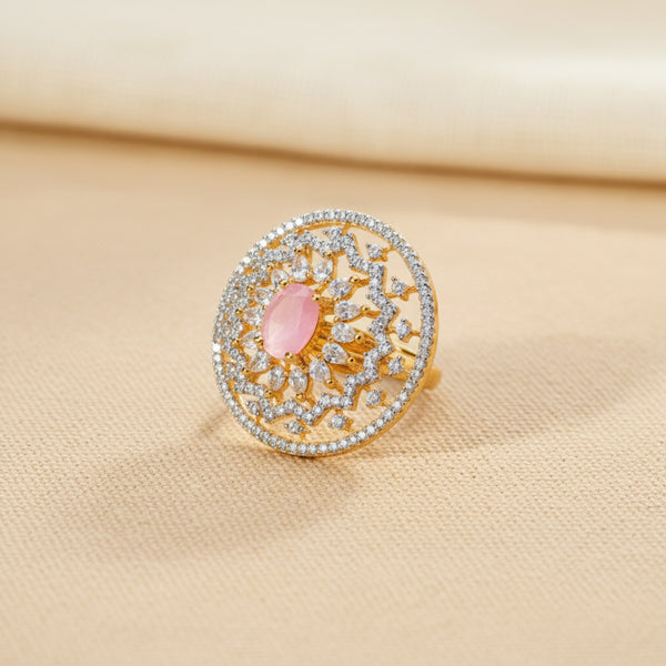 434216 Cubic Zirconia Classic Ring With 2 Tone Plating