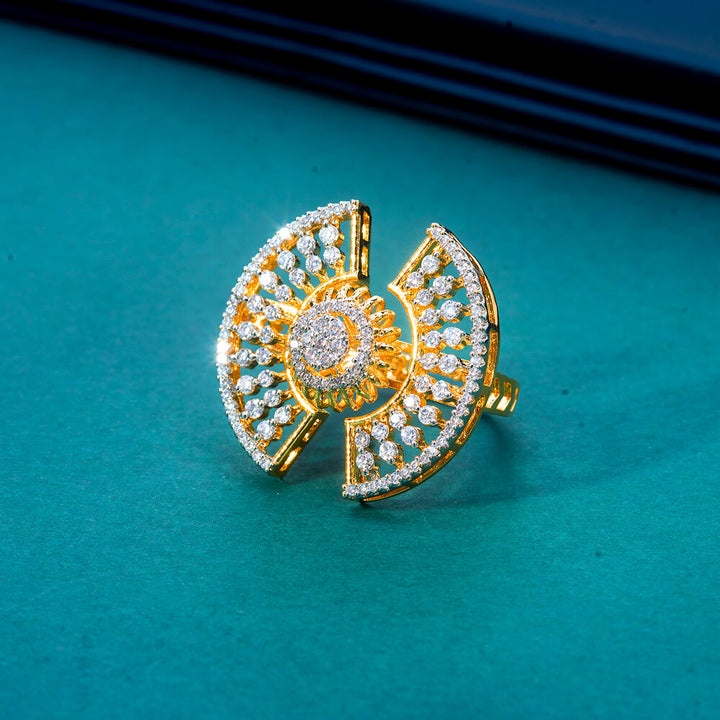 Cubic Zirconia Adjustable Ring With Black 2 Tone Rhodium Plating 434268