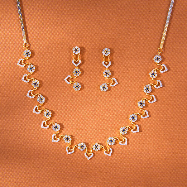 434336 Cz Classic Necklace With 2 Tone Plating