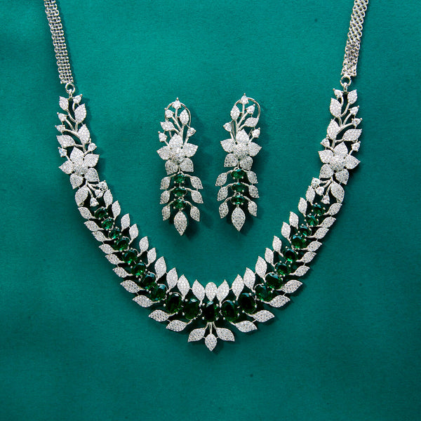 434353 Cz Classic Necklace With Rhodium Plating