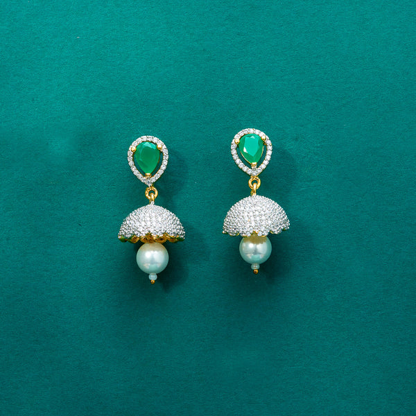 434354 Cz Classic Jhumki With 2 Tone Plating