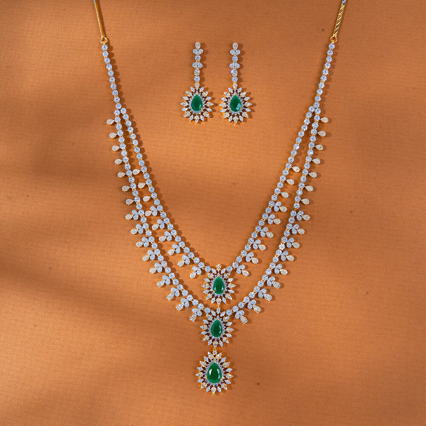 434362 Cubic Zirconia Classic Necklace With 2 Tone Plating