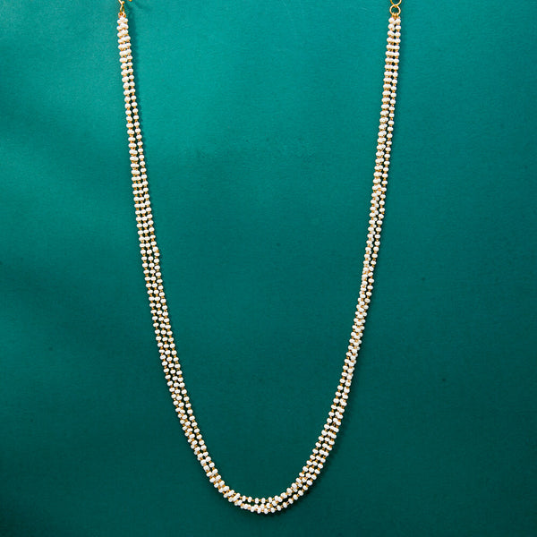 434381 Cz 3 Line Necklace With Gold Plating