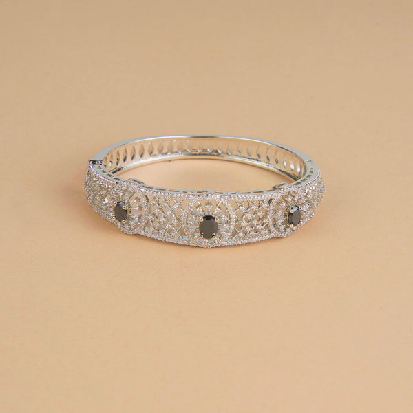 434399 Cubic Zirconia Openable Kada With Rhodium Plating