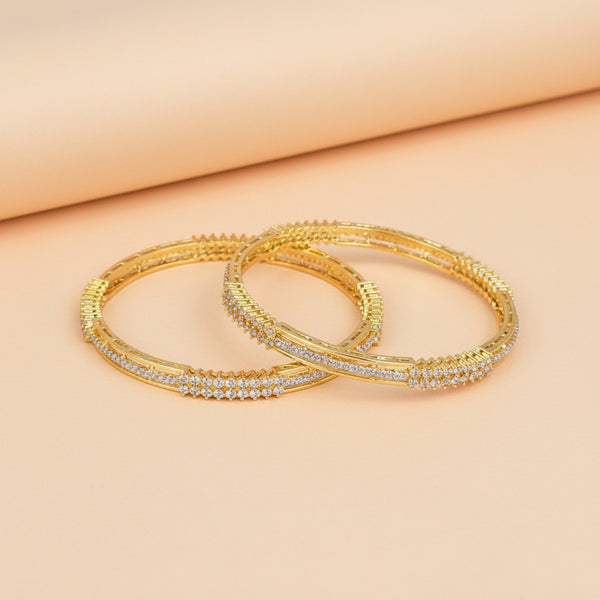 434433 Cz Classic Bangles With 2 Tone Plating