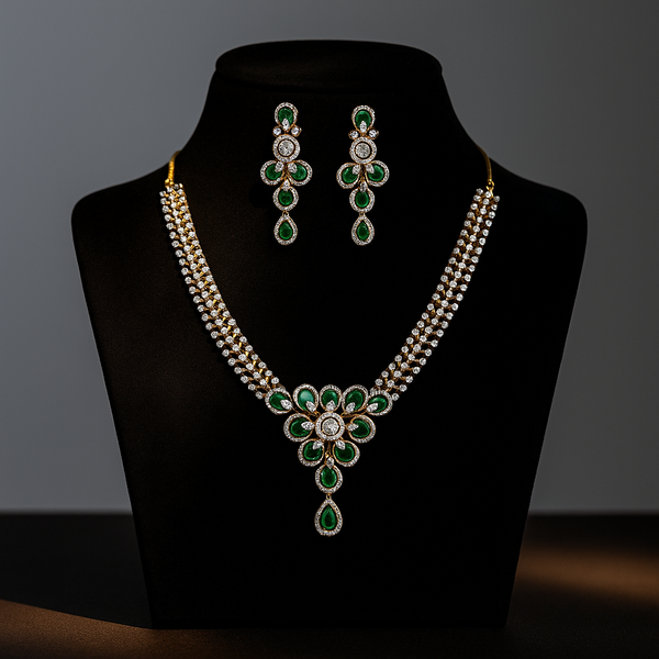 434461 Cz Classic Necklace With 2 Tone Plating