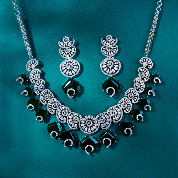 434493 Cz Classic Necklace With Rhodium Plating