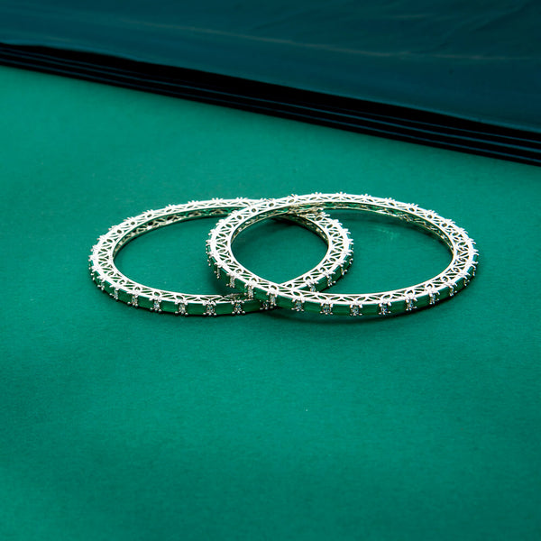 434555 Cz Delicate Bangles With Rhodium Plating