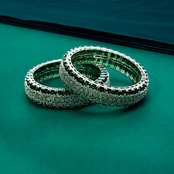 434566 Cz Openable Bangles With Rhodium Plating