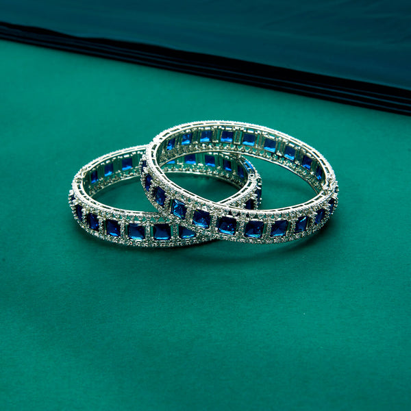 434567 Cz Openable Bangles With Rhodium Plating