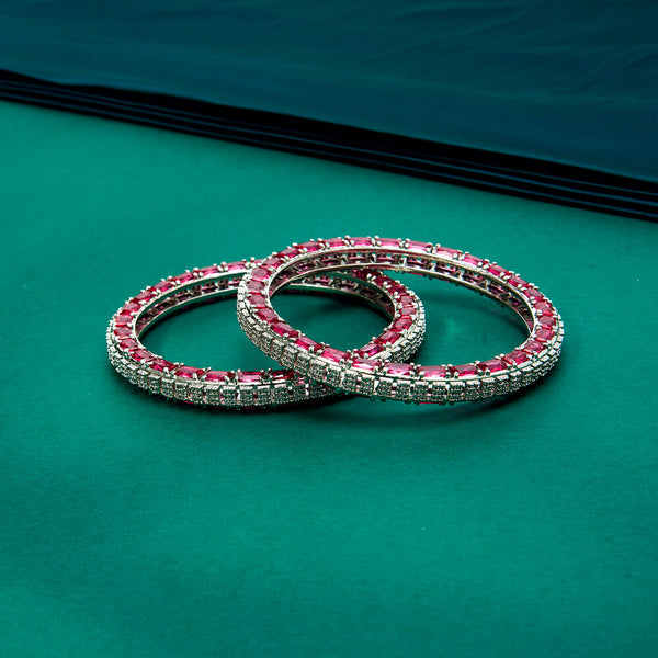 434568 Cz Classic Bangles With Rhodium Plating