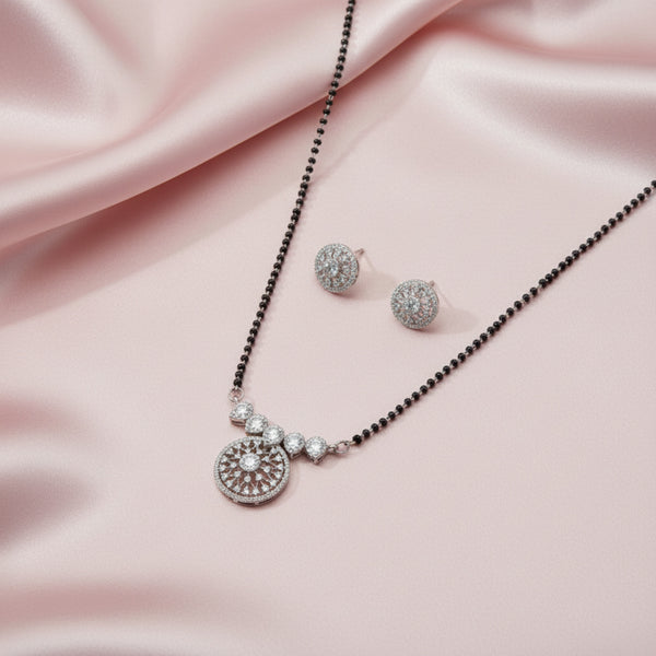 434571 Cz Classic Mangalsutra With 2 Tone Rhodium Plating