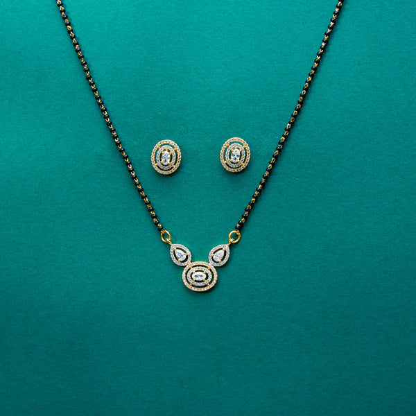 434572 Cz Delicate Mangalsutra With 2 Tone Rhodium Plating