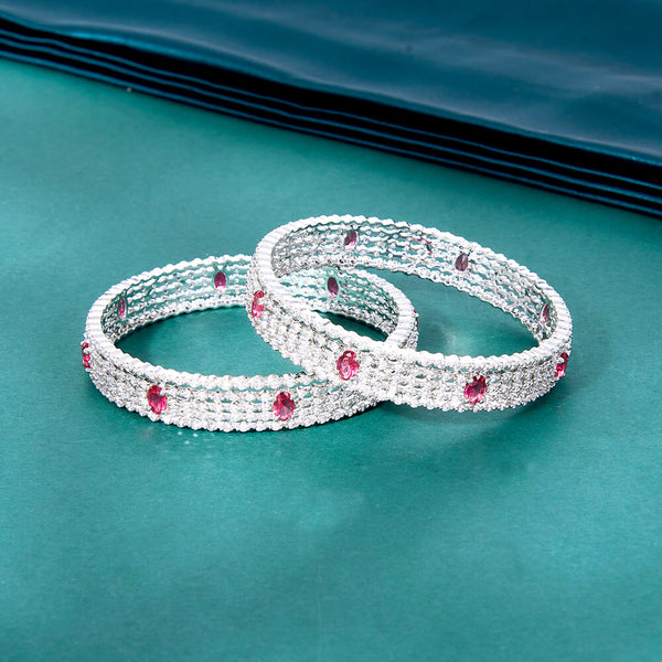 434579 Cz Classic Bangles With Rhodium Plating