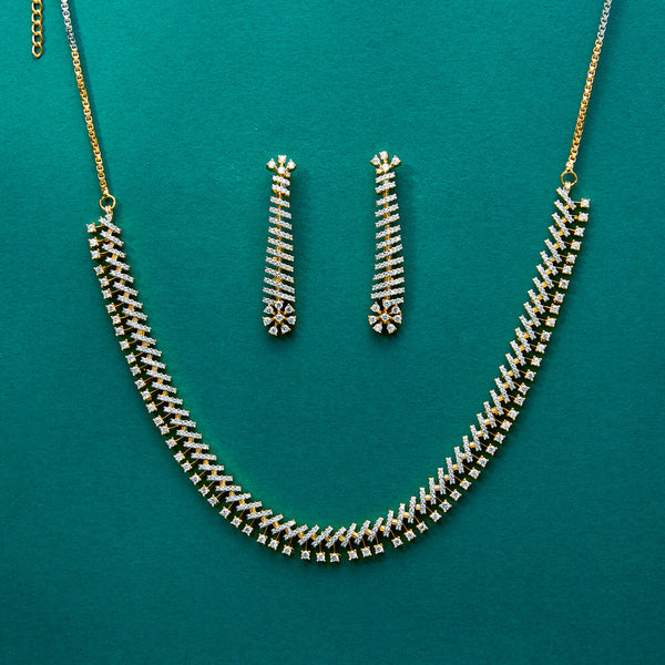 434605 Cz Delicate Necklace With 2 Tone Plating