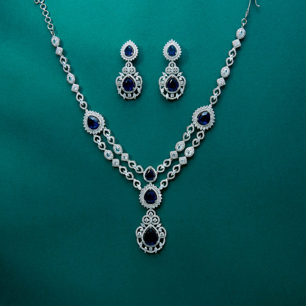 434613 Cz Classic Necklace With Rhodium Plating