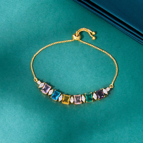 434673 Cz Adjustable Bracelet With Gold Plating