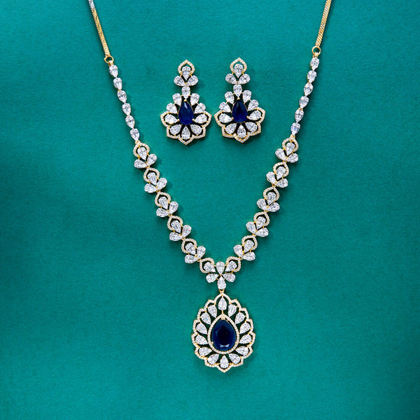 434675 Cz Classic Necklace With 2 Tone Plating