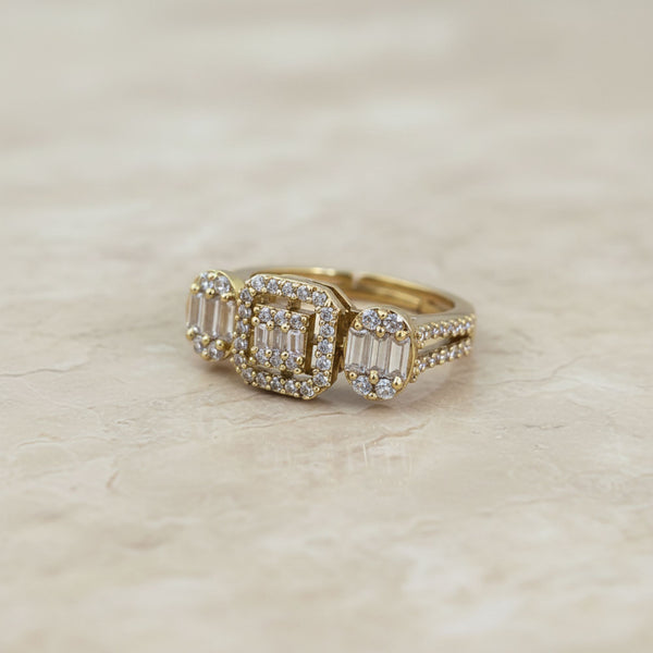 434678 Cz Adjustable Ring With Black 2 Tone Rhodium Plating