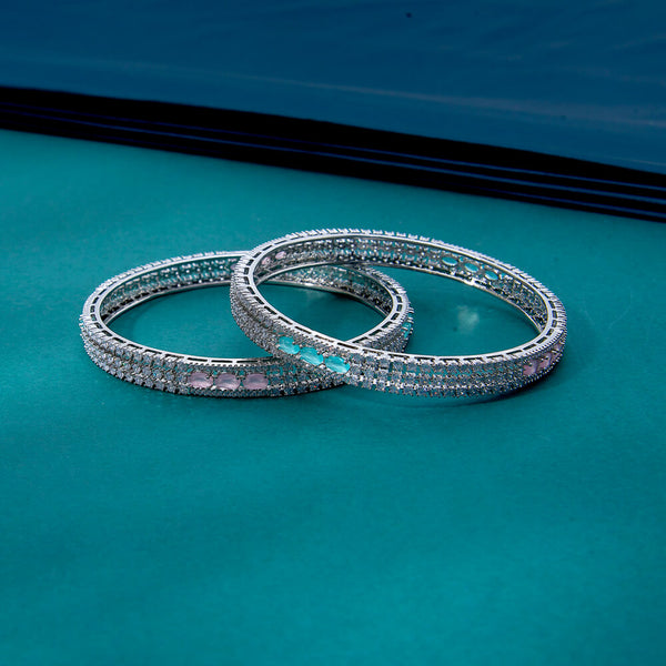 434691 Cz Delicate Bangles With Rhodium Plating