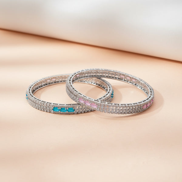 434691 Cz Delicate Bangles With Rhodium Plating