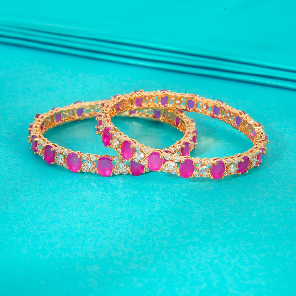 Cz Classic Bangles With Gold Plating 434692