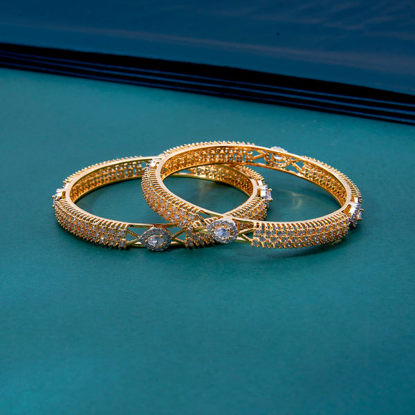 434706 Cz Classic Bangles With 2 Tone Plating