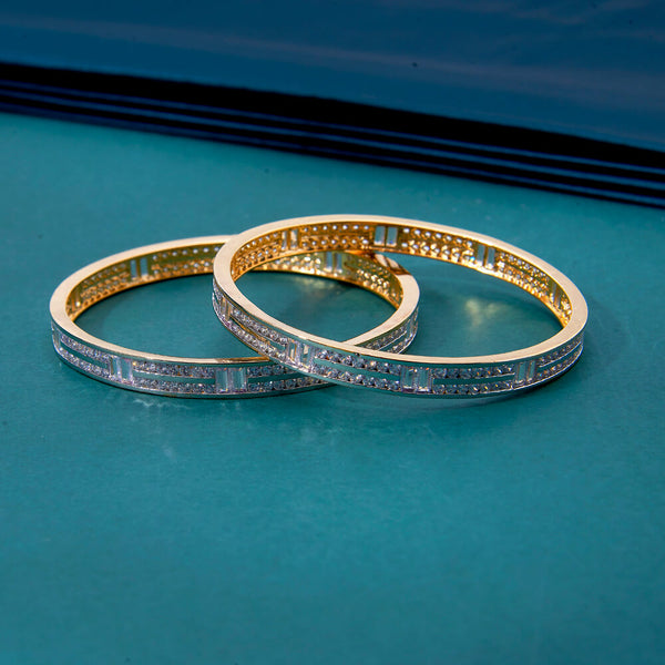 434707 Cz Delicate Bangles With 2 Tone Plating