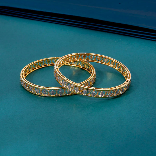 434744 Cz Delicate Bangles With 2 Tone Plating