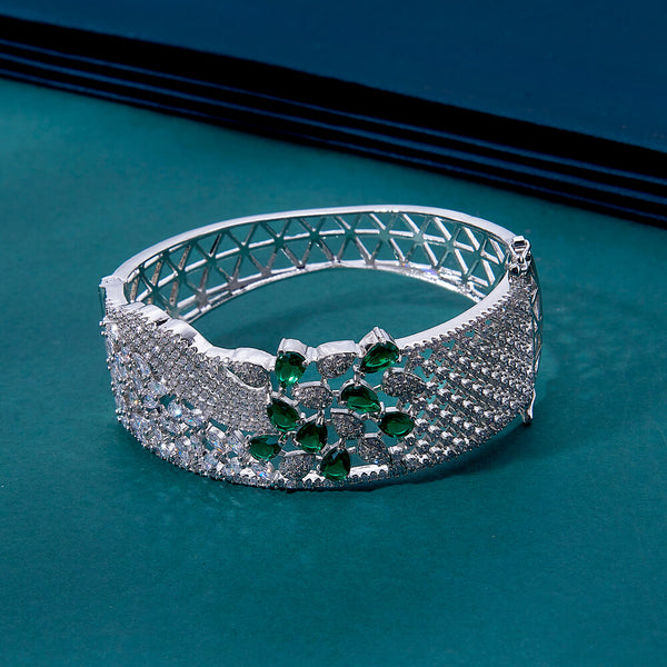 434747 Cz Openable Kada With Rhodium Plating