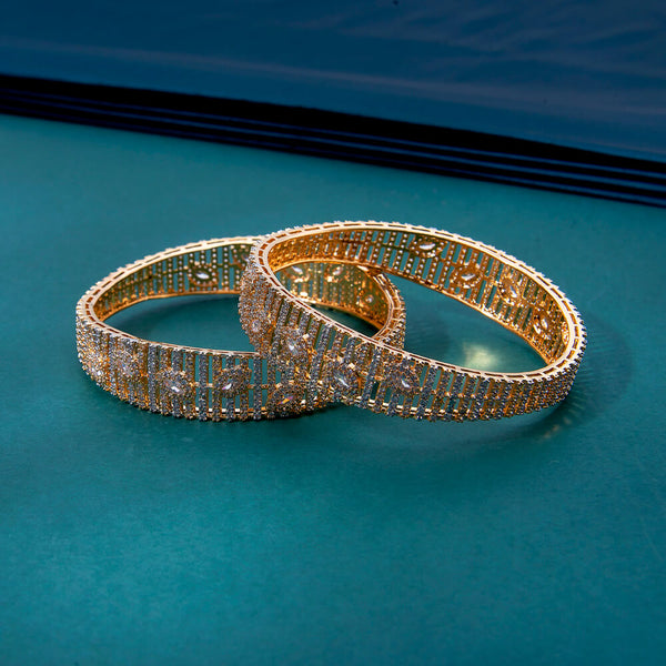 434752 Cz Classic Bangles With 2 Tone Plating