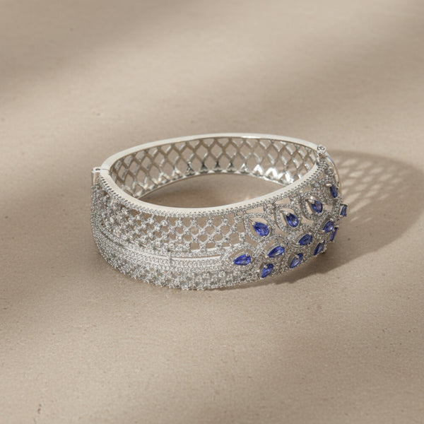 434763 Cz Openable Kada With Rhodium Plating