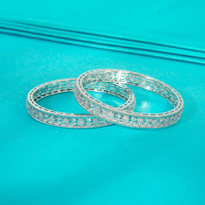 Cz Classic Bangles With Rhodium Plating 434788