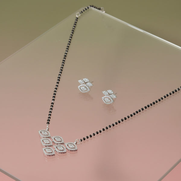 434790 Cz Classic Mangalsutra With 2 Tone Rhodium Plating
