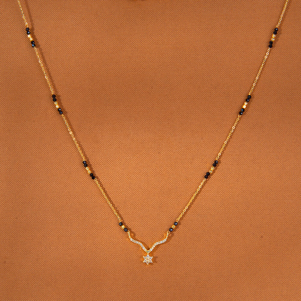 434821 Cz Delicate Mangalsutra With Gold Plating