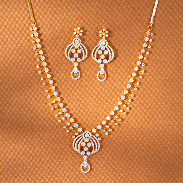 434849 Cz Delicate Necklace With 2 Tone Rhodium Plating