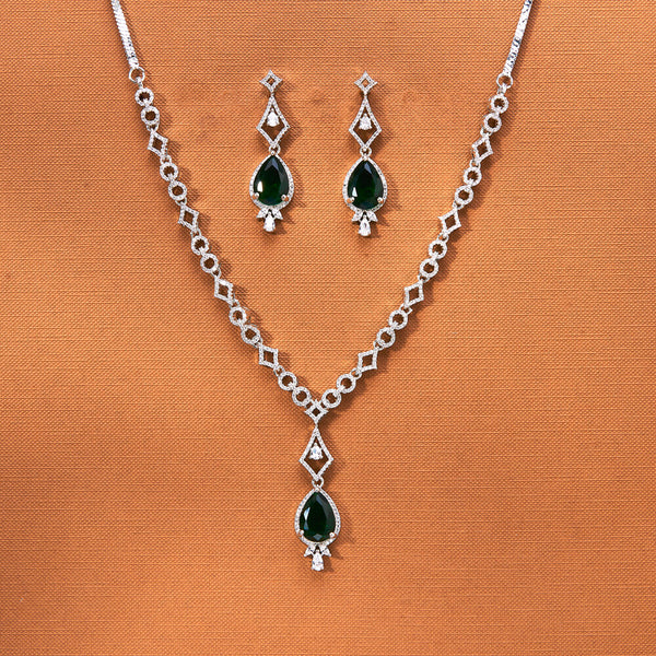 434863 Cz Delicate Necklace With Rhodium Plating