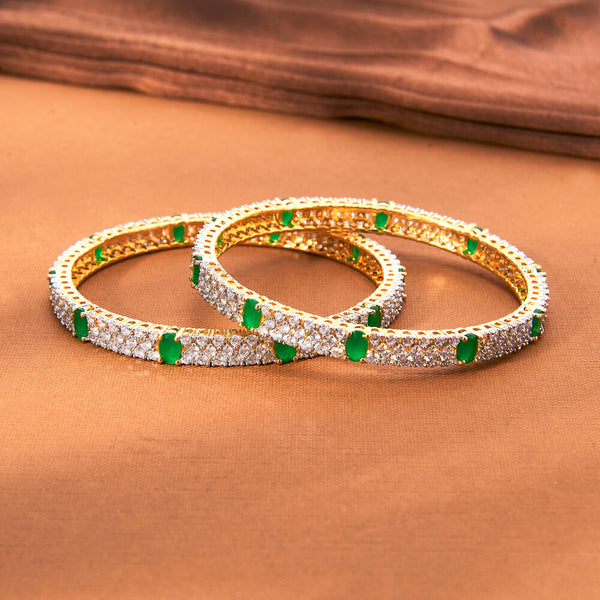 434884 Cubic Zirconia Classic Bangles With 2 Tone Plating