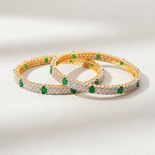 434884 Cubic Zirconia Classic Bangles With 2 Tone Plating