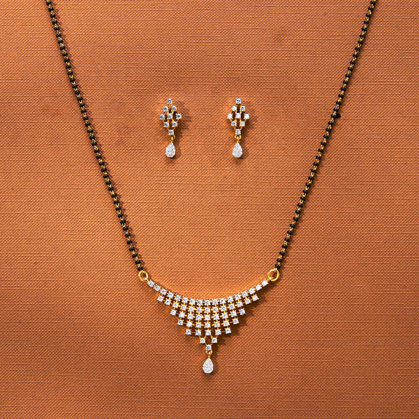 434930 Cz Classic Mangalsutra With 2 Tone Rhodium Plating