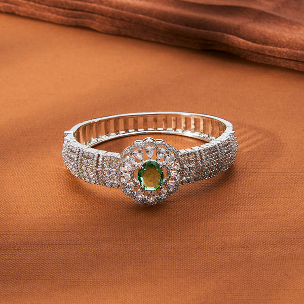 434953 Cubic Zirconia Openable Kada With Rhodium Plating