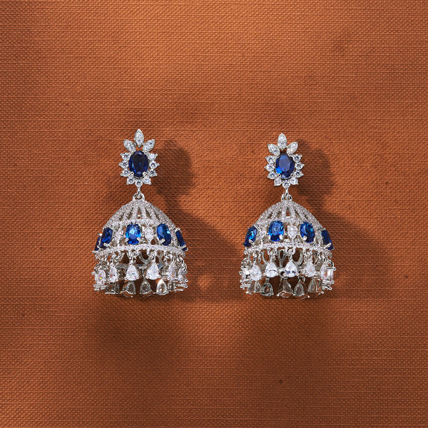 434962 Cz Jhumki With Rhodium Plating