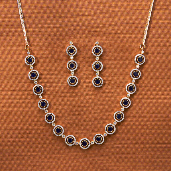 435041 Cz Classic Necklace With 2 Tone Plating